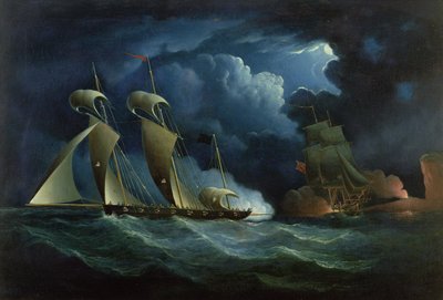 Um Brig da Alfândega Envolvendo o Pirata Lugger Assistirá de Francis Hustwick