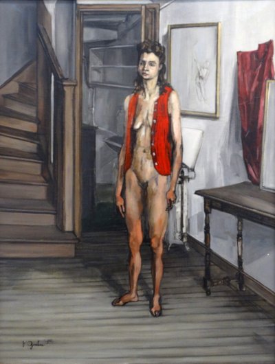 Nua Feminina num Cardigan Vermelho de Francis Job Gruber
