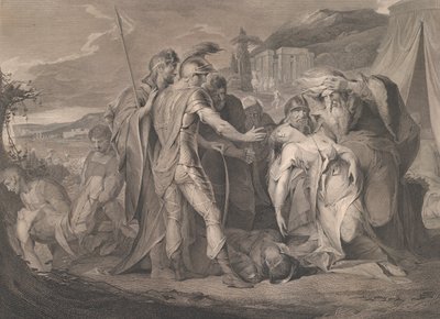 Rei Lear chorando sobre o corpo de Cordelia Shakespeare, Rei Lear, Ato 5, Cena..., 1º de agosto de 1792. de Francis Legat