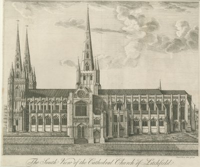 Catedral de Lichfield - Vista Sul: gravura, sd [século 19] (impressão) de Francis Perry
