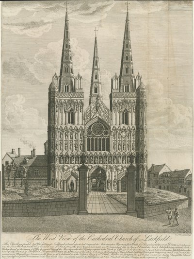 Catedral de Lichfield - Frente Oeste: gravura, sd [18º séc.] (Impressão) de Francis Perry