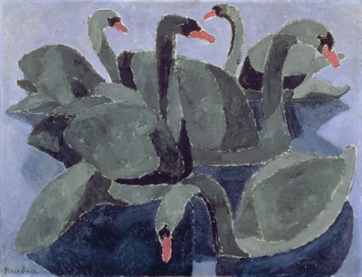 Cisnes negros sobre um fundo azul, c.1909 (óleo sobre tela) de Francis Picabia