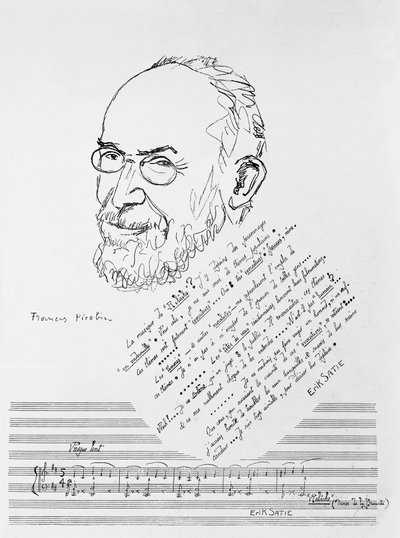 Retrato do compositor e pianista francês Erik Satie de Francis Picabia