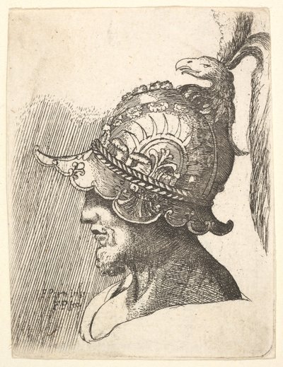 Cabeça com capacete, 1662-78. de Francis Place