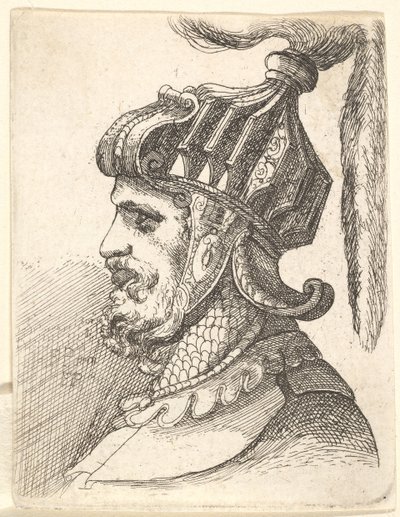 Cabeça com capacete, 1662-78. de Francis Place