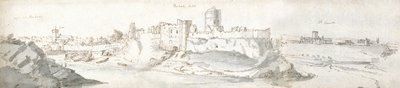 Castelo de Pembroke, c.1678 (aguarela e tinta castanha sobre papel) de Francis Place