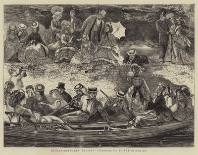 Regata de Henley-on-Thames, picknicking pelo Riverside de Francis S. Walker