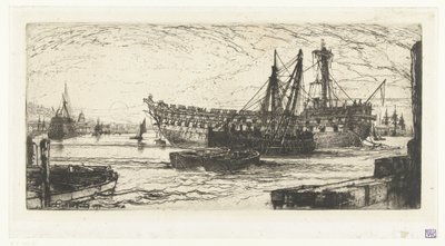 Ontmanteling van het schip de Agamemnon
A ruptura da Agamémnon de Francis Seymour Haden (Sir) (signed by artist)