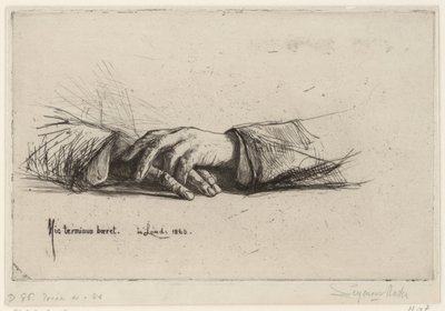 Rustende Handen mãos cruzadas estudos de gravura (título da série) de Francis Seymour Haden (Sir)