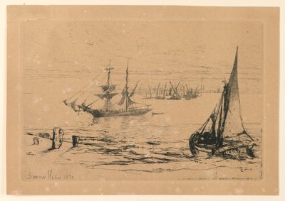 Um brigue na âncora de Francis Seymour Haden