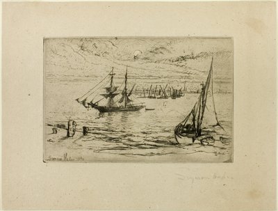 Um brigue na âncora de Francis Seymour Haden