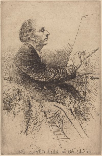 Autorretrato junto ao cavalete de Francis Seymour Haden