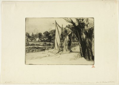 Thames Ditton-com uma vela de Francis Seymour Haden