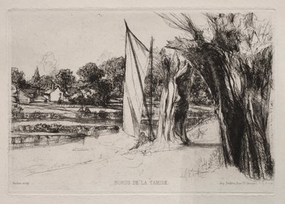 Thames Ditton - Com uma vela de Francis Seymour Haden