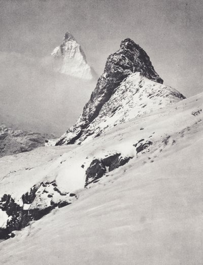 Alpes Peninos: O Mattternhorn e o Riffelhorn (foto p/b) de Francis Sydney Smythe