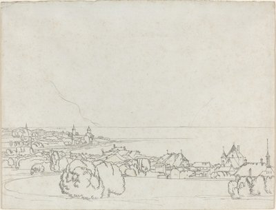Uma vista de Vevey com La Tour de Peilz à distância de Francis Towne