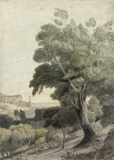 Tivoli, mostrando Roma à distância, c.1781 de Francis Towne