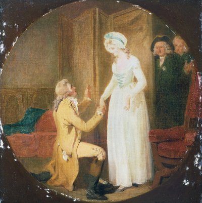 Acto V, Cena III da peça que Ela Se Deixa Conquistar por Oliver Goldsmith (1730-1774) de Francis Wheatley