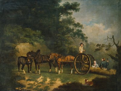 Lenhadores com seu carrinho descansando em uma clareira da floresta (óleo sobre tela) de Francis Wheatley