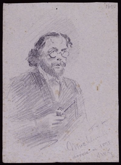 Retrato de JT Micklethwaite, c.1893 (lápis sobre papel) de Francis Wilfred Lawson