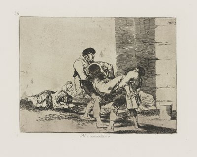 Al cementerio. (Para o Cemitério.), pl. 56 da série Los desastres de la guerra (Os Desastres da Guerra) de Francisco de Goya