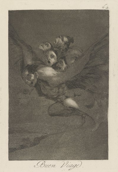 Buen viage. (Bon Voyage.), pl. 64 da série Los caprichos de Francisco de Goya