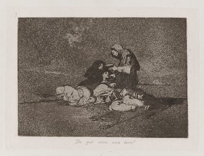 De qu? sirve una taza? (Qual é a utilidade de uma taça?), Placa 59 de Los desastres de la guerra (Os Desastres da Guerra) de Francisco de Goya