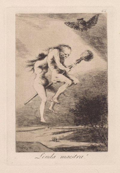 Linda maestra! (Linda maestra!), pl. 68 da série Los caprichos de Francisco de Goya