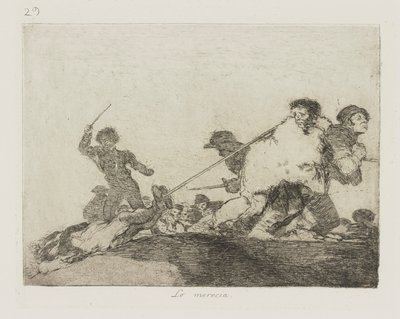 Lo merecia. (Ele mereceu-o.), pl. 29 da série Los desastres de la guerra (Os Desastres da Guerra) de Francisco de Goya