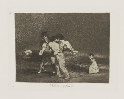 Madre infeliz! (Unhappy Mother!), pl. 50 da série Los desastres de la guerra (Os Desastres da Guerra) de Francisco de Goya