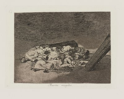 Muertos recogidos. (Colheita dos Mortos.), pl. 63 da série Los desastres de la guerra (Os Desastres da Guerra) de Francisco de Goya
