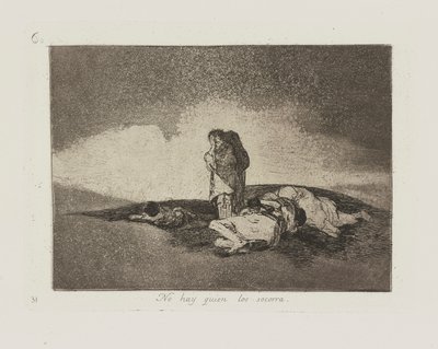 No hay quien los socorra. (Não há ninguém para os ajudar.), pl. 60 da série Los desastres de la guerra (Os Desastres da Guerra) de Francisco de Goya
