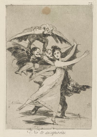 Não te escapr?s. (Você não escapará.), pl. 72 da série Los caprichos de Francisco de Goya
