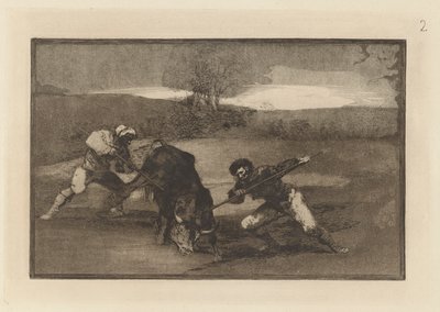 Outra maneira de caçar? pé (Outro modo de caçar a pé), Placa 2 de La tauromaquia de Francisco de Goya