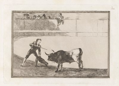 Pedro Romero matando? touro em pé (Pedro Romero Matando o Touro Parado), Placa 30 de La tauromaquia de Francisco de Goya