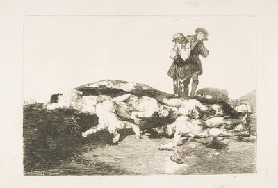 Ilustração18 dos Desastres da Guerra Los Desastres de la Guerra: Enterre-os e mantenha-se qui ..., 1810. de Francisco de Goya