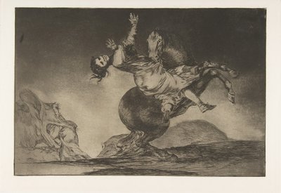 Ilustração 10 dos Disparates: O sequestrador de cavalos, ca. 1816-23 publicado em 1864. de Francisco de Goya