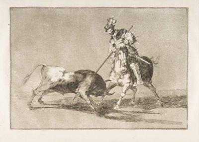 Ilustração 11 do Tauromaquia: O campeador Cid lança outro touro., 1816. de Francisco de Goya