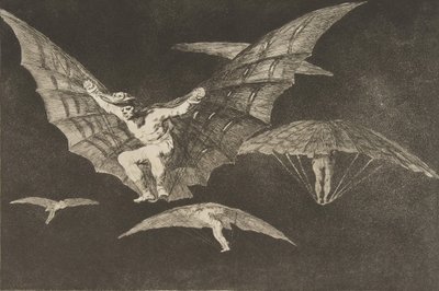 Ilustração 13 dos Disparates: A Way of Flying, ca. 1816-23 publicado em 1864. de Francisco de Goya