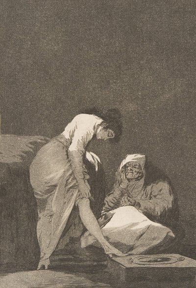 Placa 17 de Los Caprichos: É bem esticada. Bem puxou., 1797-98. de Francisco de Goya
