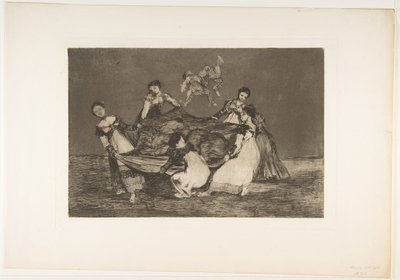 Ilustração 1 dos Disparates: Feminly folly., Ca. 1816-23 publicado em 1864. de Francisco de Goya
