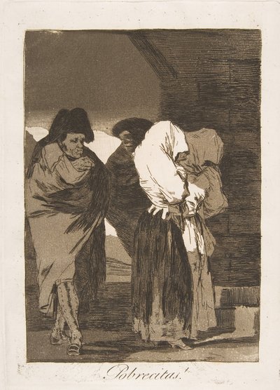 Ilustração 22 de Los Caprichos: Pobres meninas! Pobrecitas !, 1799. de Francisco de Goya