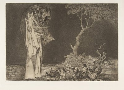 Ilustração 2 dos Disparates: Folly of Fear, ca. 1816-23 publicado em 1864. de Francisco de Goya