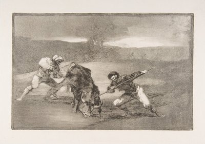 Ilustração 2 da Tauromaquia: Outra maneira de caçar a pé, 1816. de Francisco de Goya