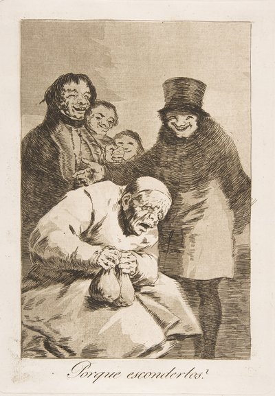 Ilustração 30 de Los Caprichos: Por que escondê-los Por que escondê-los, 1799. de Francisco de Goya