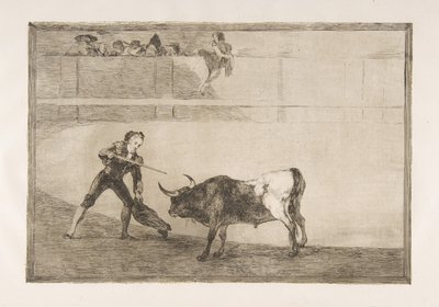 Placa 30 do Tauromaquia: Pedro Romero matando o touro parado., 1816. de Francisco de Goya