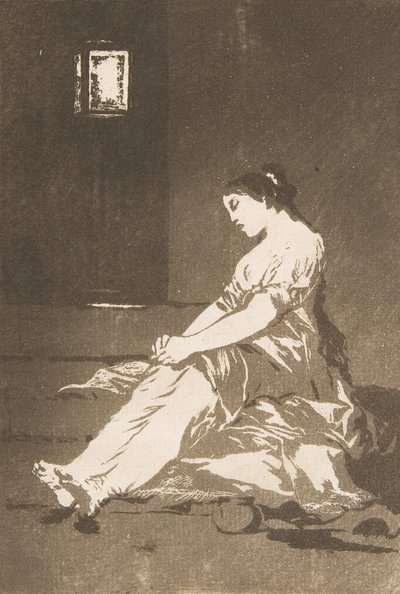 Ilustração 32 de Los Caprichos: Porque ela era suscetível Por que fue sensible., 1799. de Francisco de Goya