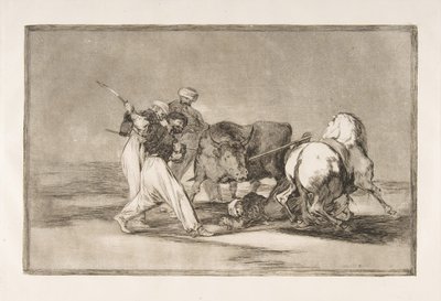 Ilustração 3 de Tauromaquia: Os mouros se estabeleceram na Espanha, abandonando as superstições de th ..., 1816. de Francisco de Goya