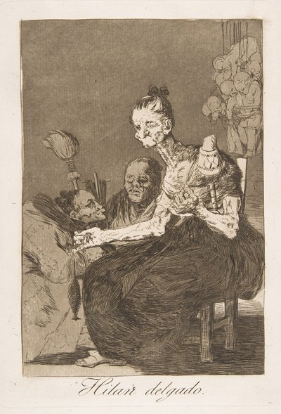 Ilustração 44 de Los Caprichos: Eles giram finamente Hilan delgado., 1799. de Francisco de Goya