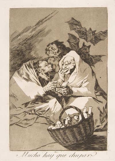Ilustração 45 de Los Caprichos: Há muito para sugar muito para sugar, 1799. de Francisco de Goya